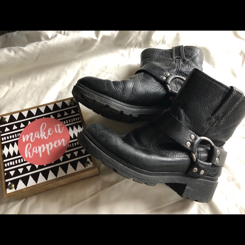 Black Vintage Harley Davidson riding boots